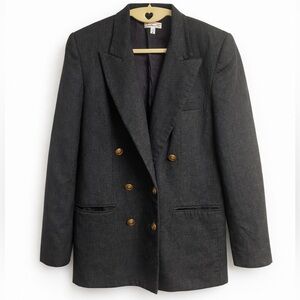 Talbots Charcoal Gray Tuxedo Blazer Jacket Size 8 Gold Button Classic